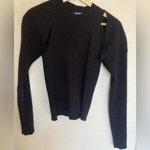 Black ribbed Maeve Anthropologie open long sleeve black Shrug & tank top sweater